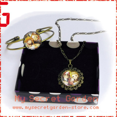 Queen's Blade クイーンズブレイド Anime Cabochon Bronze Necklace and Bracelet Set